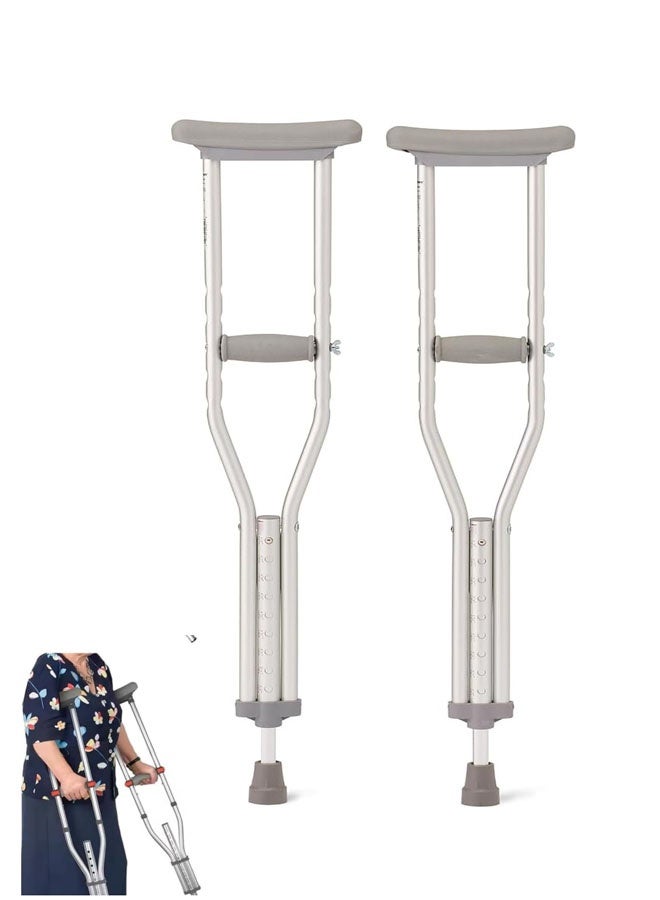 Bukela Underarm Crutches, Forearm Crutches, Height Adjustable, Lightweight Aluminum Alloy Forearm Crutches With Soft Padding, Foldable, Suitable For The Elderly And Disabled, Non-Slip Crutches, 1 Pair - Image 1